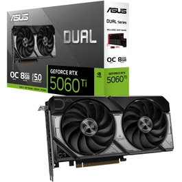 ASUS Dual GeForce RTX 5060 Ti OC 8GB GDDR7 - Tarjeta Gráfica Compacta 2.5 Slots, Ventiladores Dobles Axial-tech, SFF-Ready, Placa Posterior Ventilada